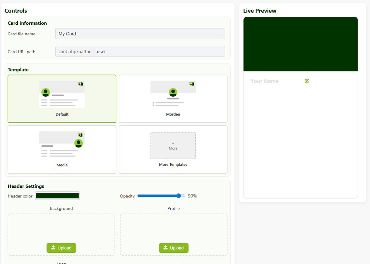 Form showing fields for adding personal and professional information